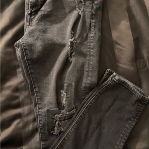 American Eagle Outfitters Charcoal Distressed Skinny Jeans